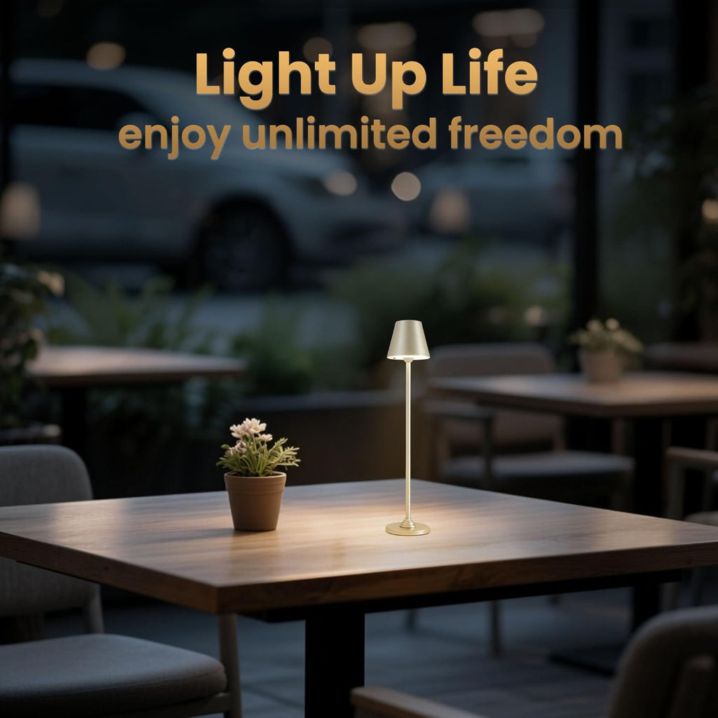 RGB Palm-Sized Cordless Table Lamp, Rechargeable Touch Metal Bedside Lamp, 3 Brightness 3000K Warm Light, Small Table Lamp for Bedroom, Restaurant, Patio, Camping (Champagne Gold 1 Pack)