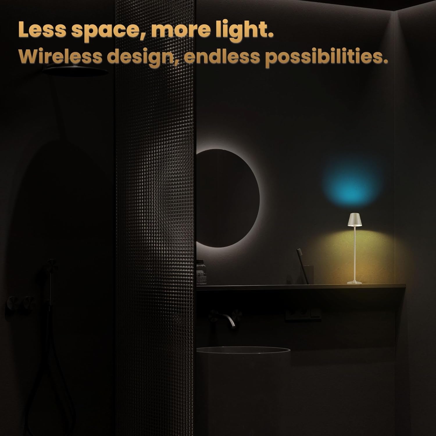 RGB Palm-Sized Cordless Table Lamp, Rechargeable Touch Metal Bedside Lamp, 3 Brightness 3000K Warm Light, Small Table Lamp for Bedroom, Restaurant, Patio, Camping (Champagne Gold 1 Pack)